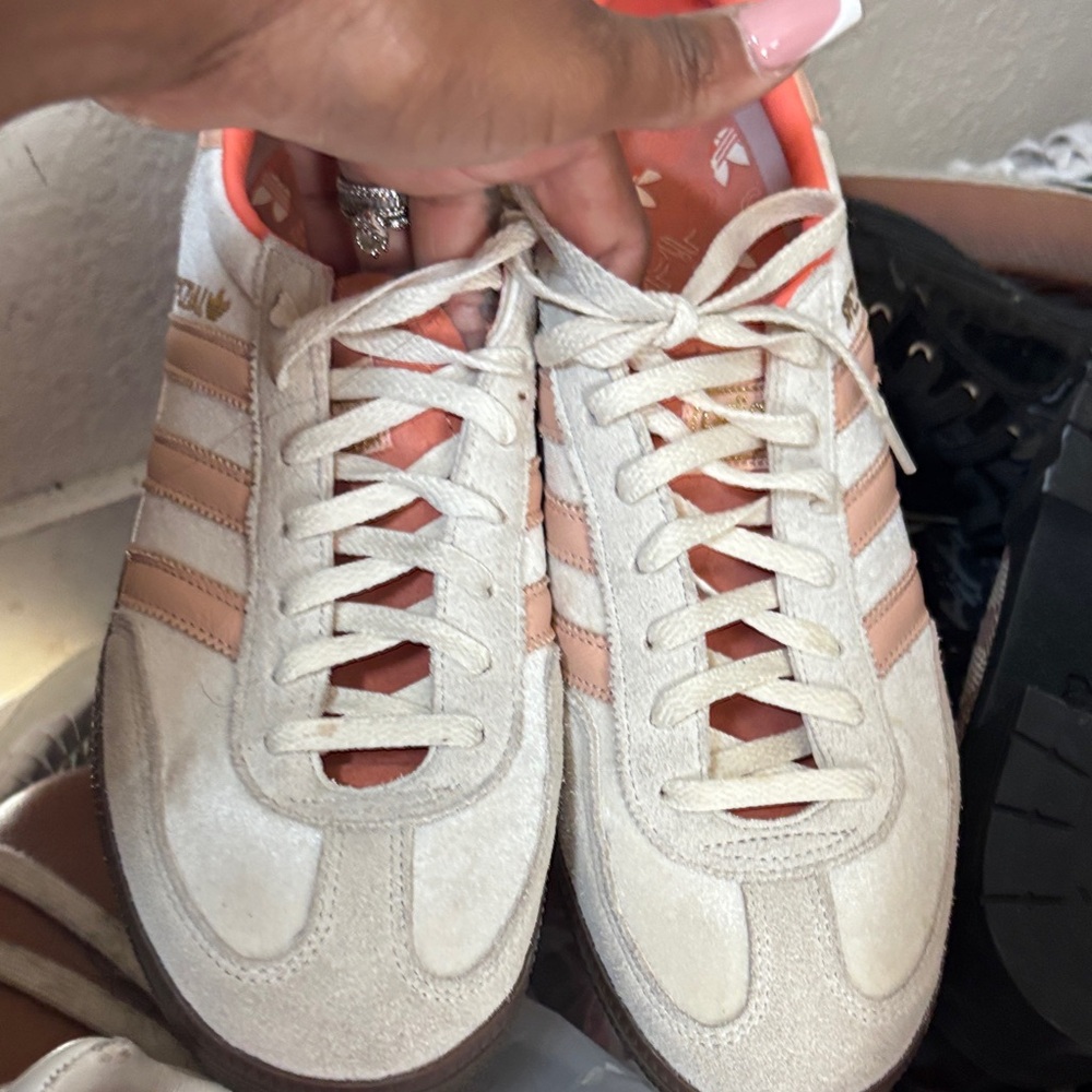 Adidas Women's Cream and Pink Sneakers